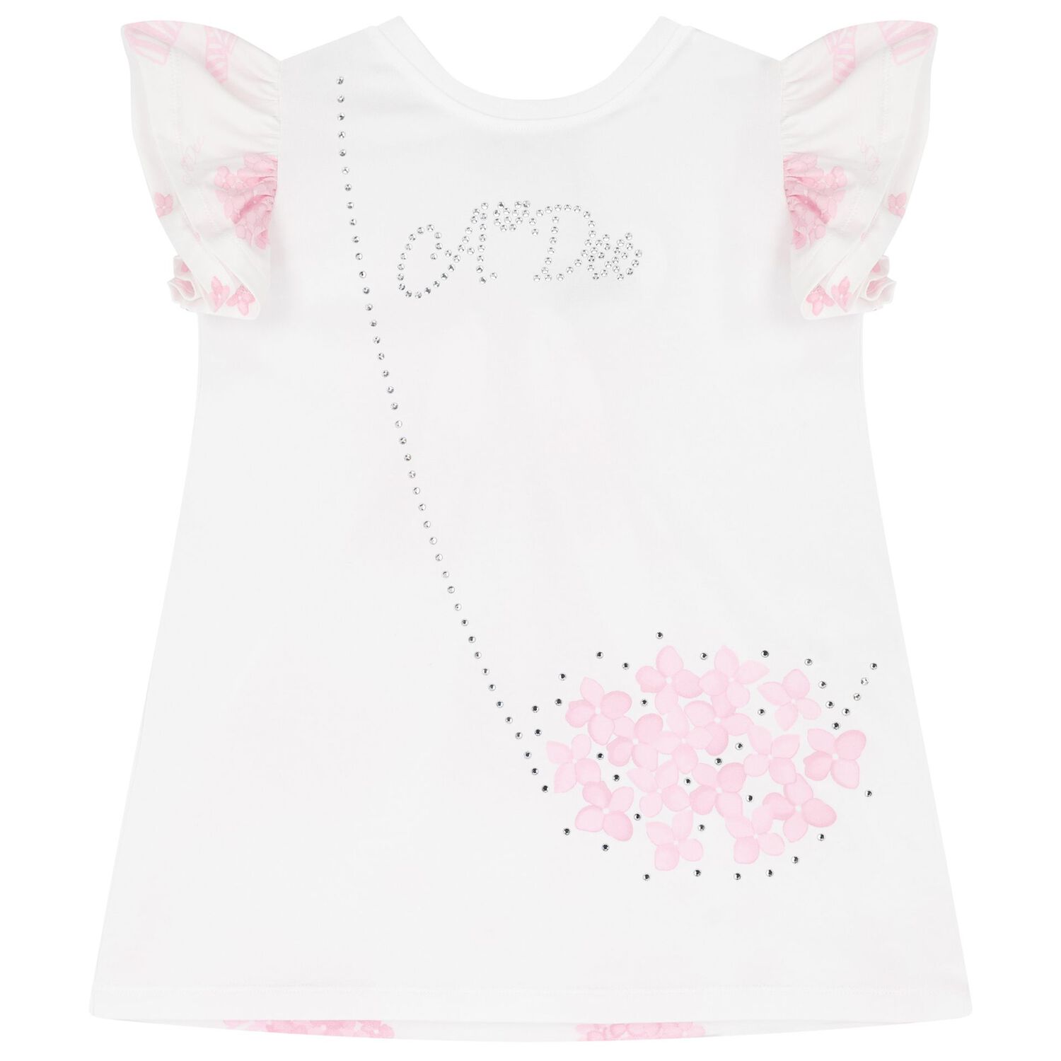 Girls White & Pink Floral Bag Print Leggings Set, 1, hi-res image number null