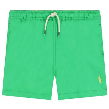 Boys Green Logo Swim Shorts