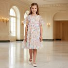 Girls Multi-coloured Ruffe Tulle Dress, 1, hi-res