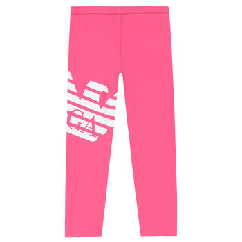 Girls Pink Logo Leggings