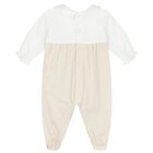 Baby Girls White & Beige Babygrows ( 2-Pack ), 3, hi-res