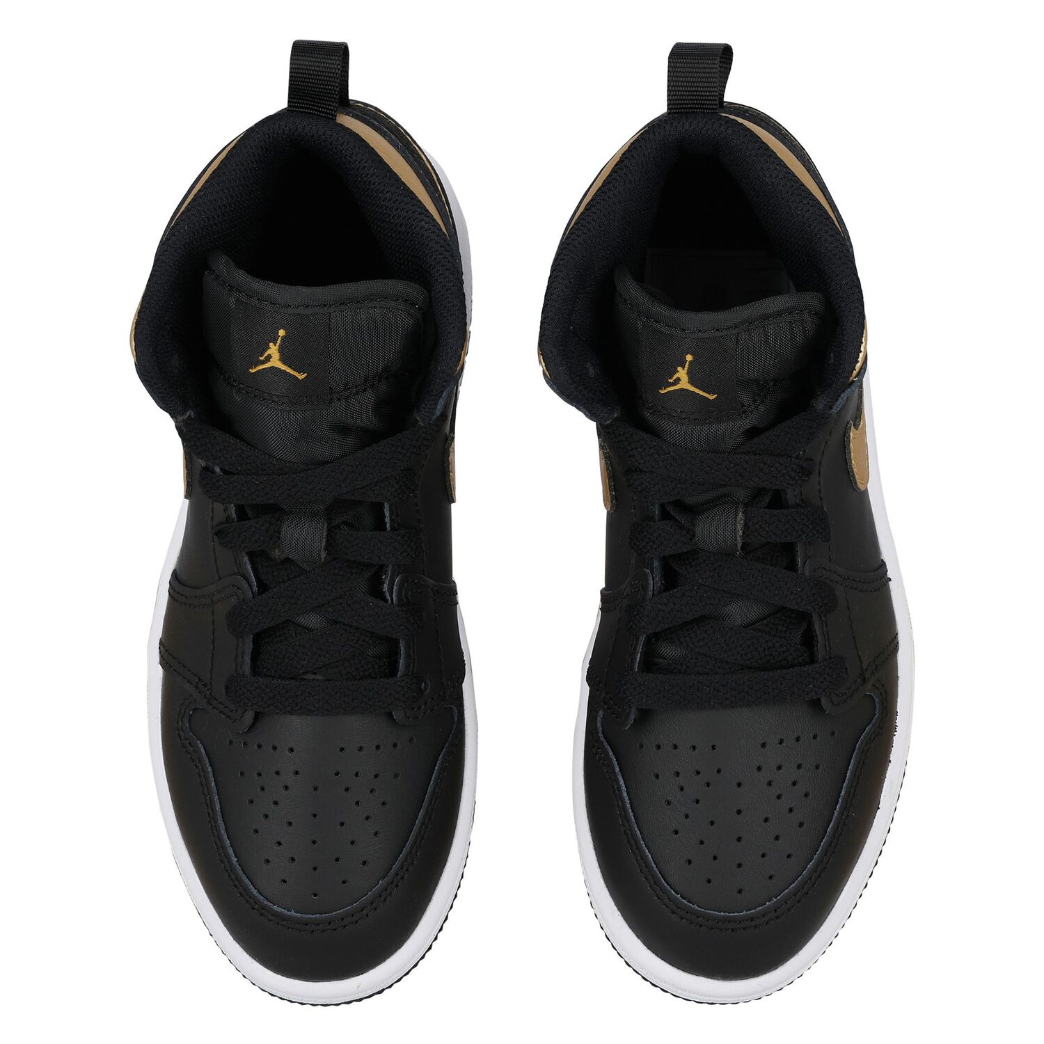 Black, White & Gold Air Jordan 1 Mid Trainers, 1, hi-res image number null