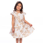 Girls Blue & Gold Brocade Dress, 1, hi-res