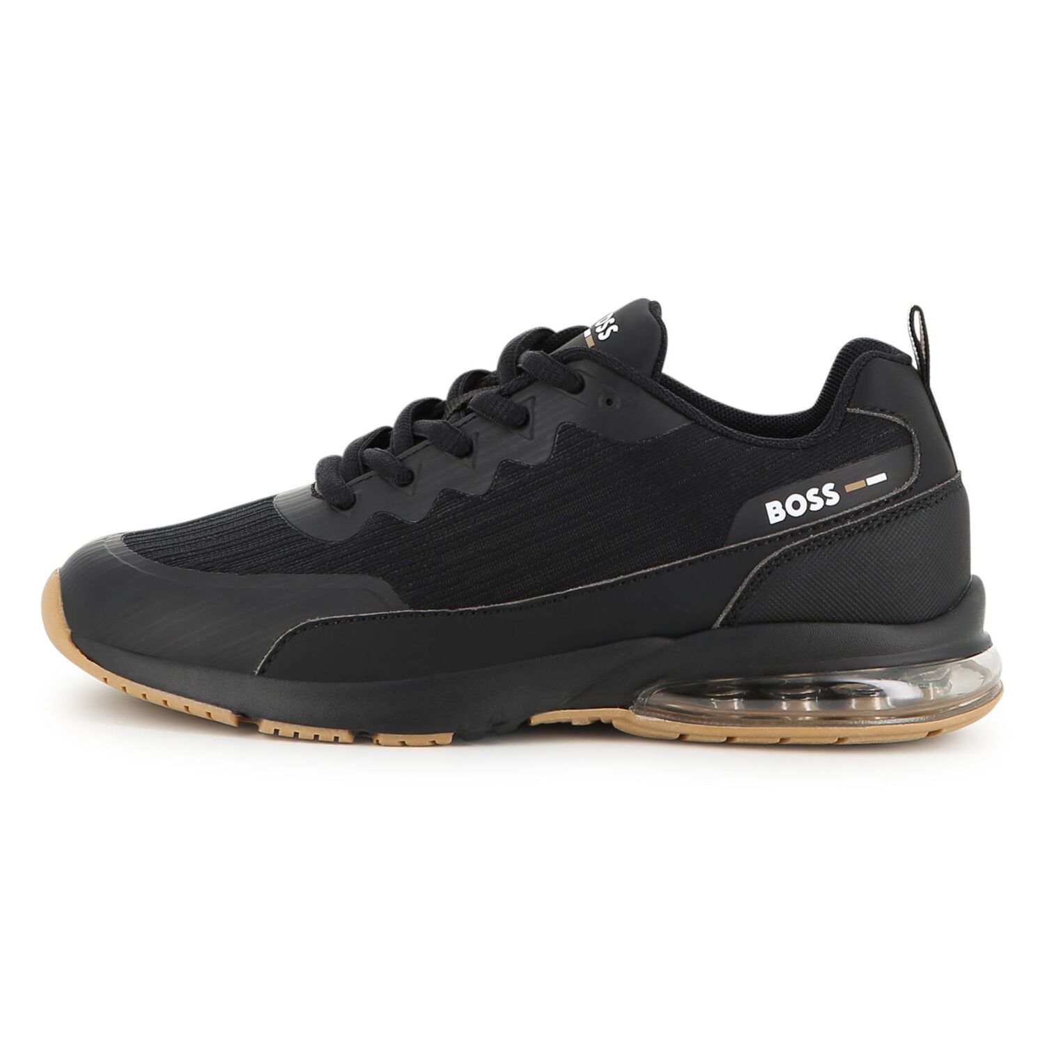 Boys Mini Me Black Logo Trainers, 1, hi-res