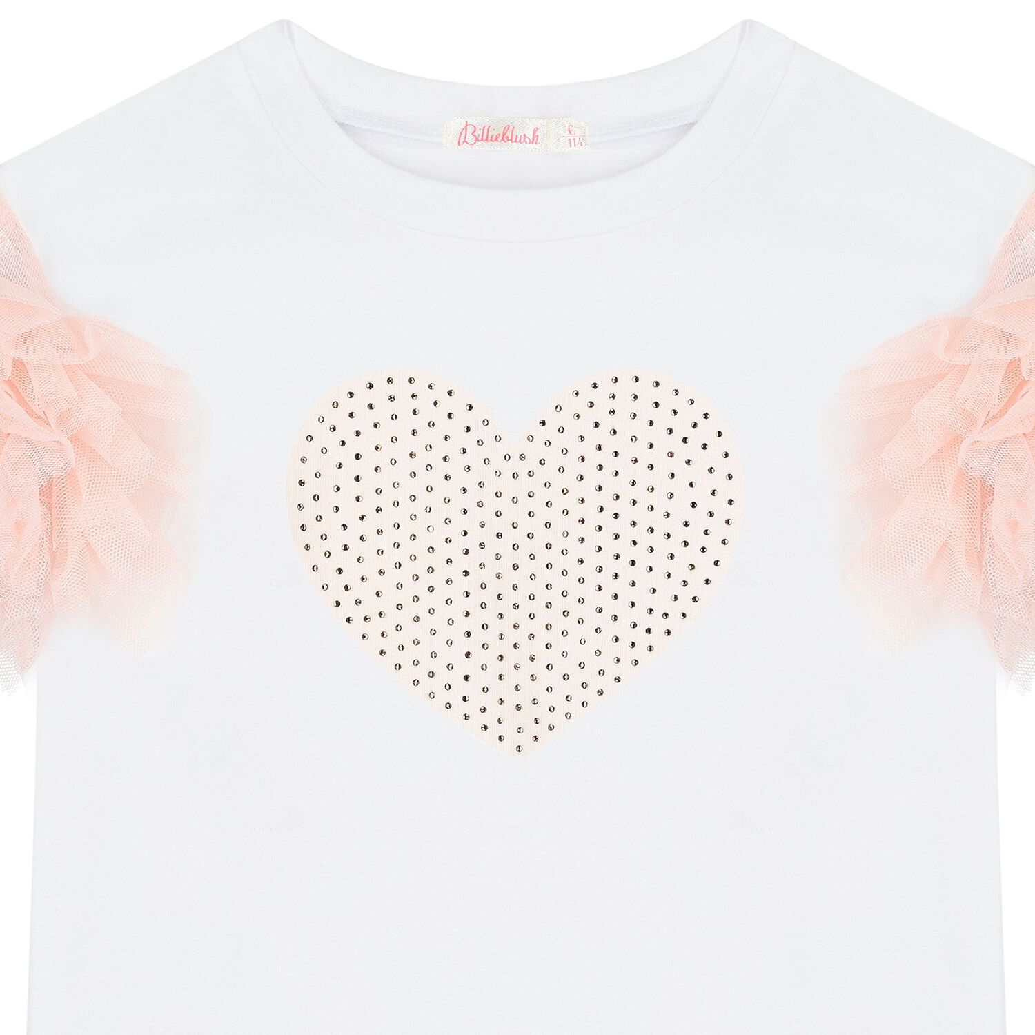 Girls White Ruffled Heart T-Shirt, 1, hi-res