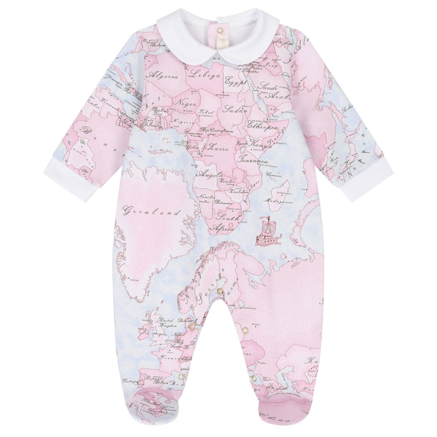 Baby Girls White & Pink Geo Map Babygrow Gift Set, 3, hi-res