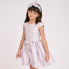 Girls Blue & Rose Gold Houndstooth Dress, 2, hi-res