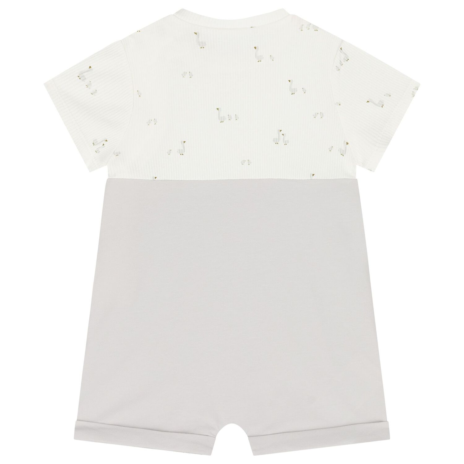 White & Grey Baby Romper, 1, hi-res