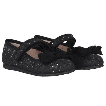 Mayoral Younger Girls Black Bow Shoes, 2 Younger Girls Black Bow Shoes