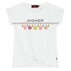 Girls White Logo T-Shirt, 1, hi-res