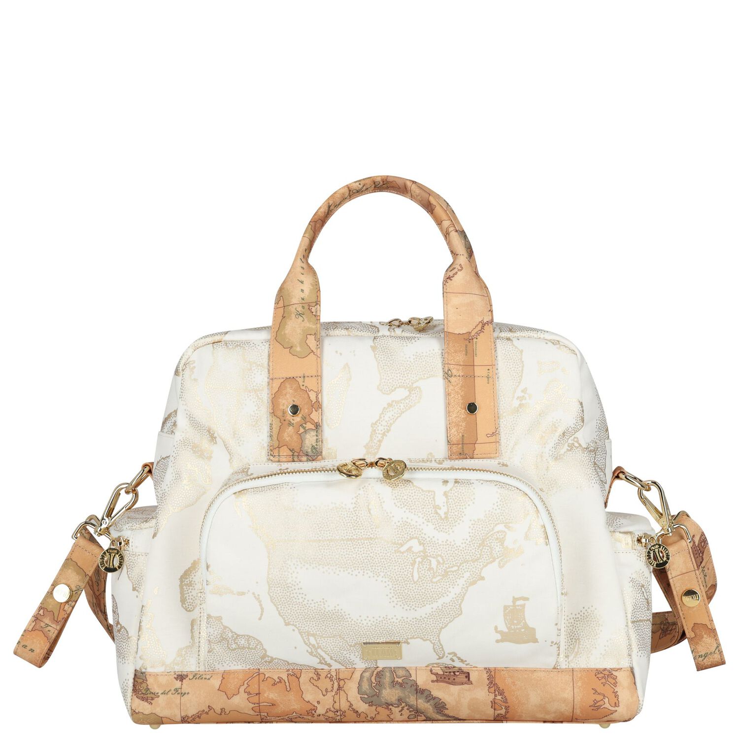 Ivory & Gold Geo Map Baby Changing Bag, 1, hi-res