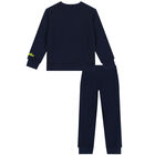Boys Navy & Neon Green Tracksuit, 1, hi-res