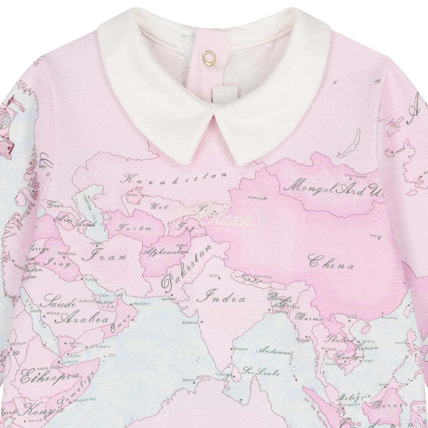 Baby Girls Ivory & Pink Geo Map Babygrow Gift Set, 2, hi-res