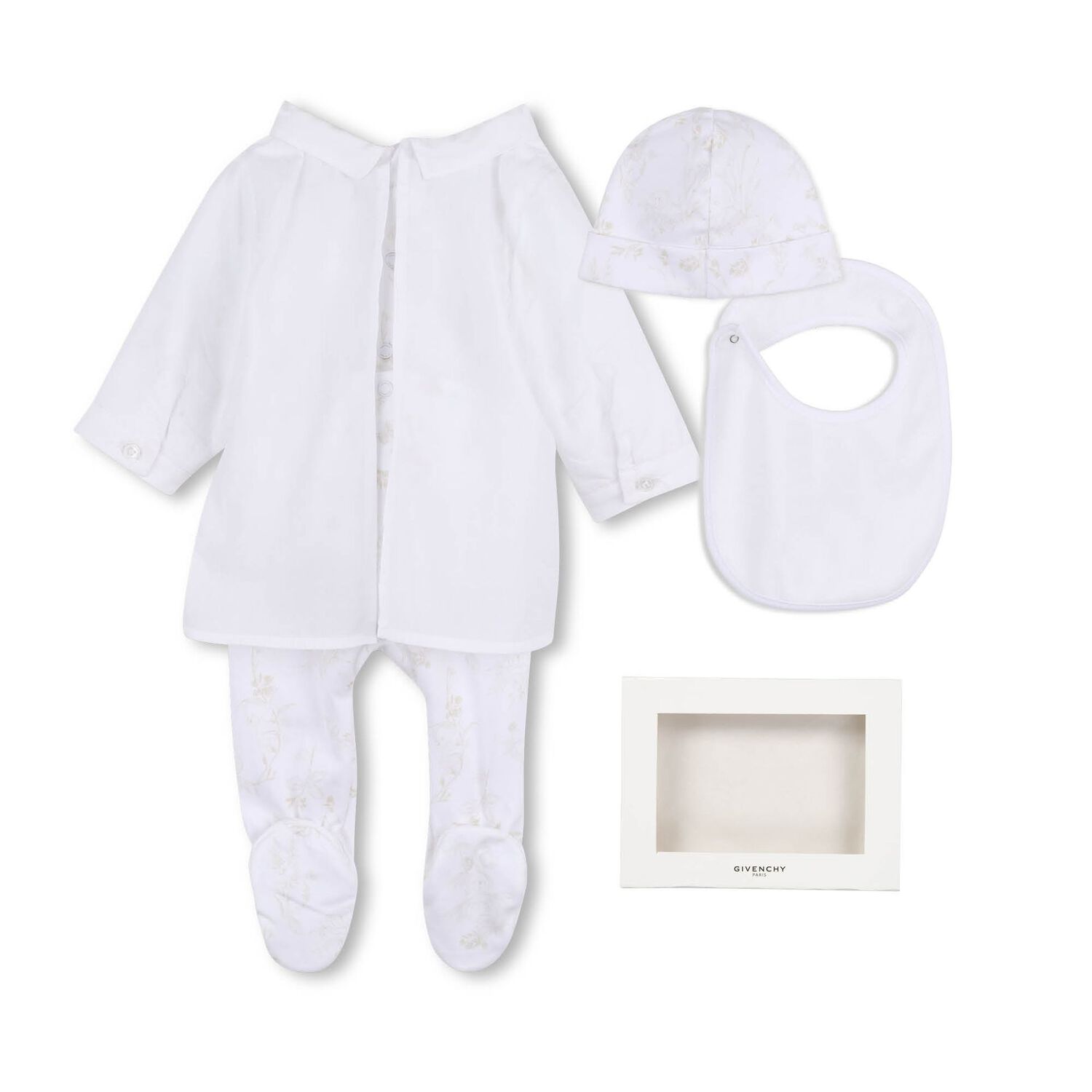 White & Beige Toile de Jouy Babygrow Gift Set, 1, hi-res