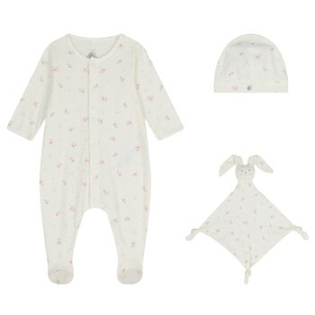Baby Girls Ivory Floral Babygrow Gift Set