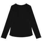 Girls Black Embellished Logo Long Sleeve Top, 3, hi-res