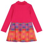 Girls Pink Pleated Satin Dress, 1, hi-res