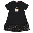 Girls Black Bag Sequin Dress, 2, hi-res