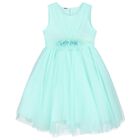 Girls Aqua Tulle Dress, 1, hi-res