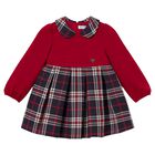 Younger Girls Red & Navy Blue Tartan Dress, 2, hi-res