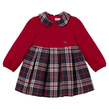 Younger Girls Red & Navy Blue Tartan Dress