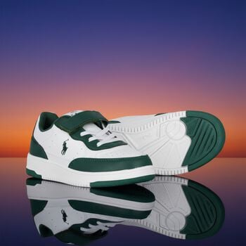Boys White & Green Logo Trainers