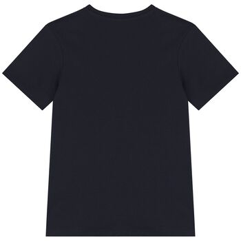 Boys Navy Blue Teddy Bear Logo T-Shirt