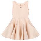 Girls Pink Embellished Logo Dress, 1, hi-res