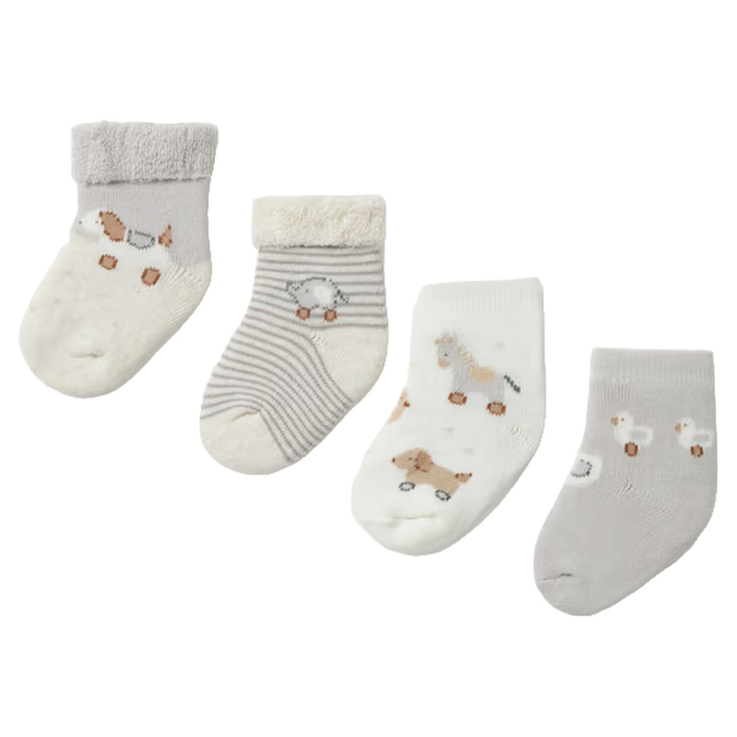 Ivory & Grey Socks ( 4 Pack ), 1, hi-res