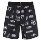 Boys Black Logo Swim Shorts, 1, hi-res