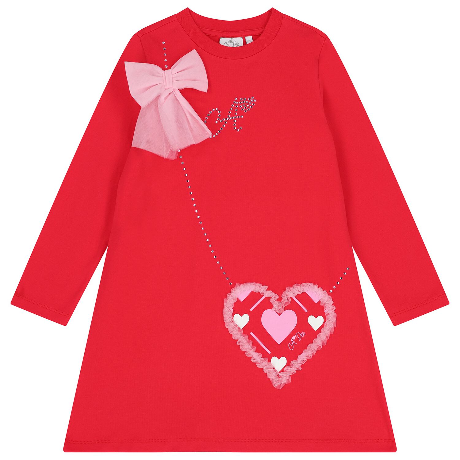 Girls Red Crossbody Heart Bag Dress, 1, hi-res
