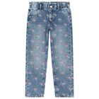 Girls Blue Logo Denim Jeans, 1, hi-res