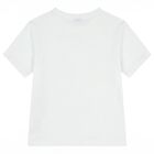 Girls White Web Striped T-Shirt, 1, hi-res