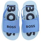 Boys Blue Logo Sandals, 4, hi-res