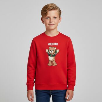 Red Christmas Teddy Bear Logo Sweatshirt