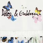 Girls White & Blue Poplin Butterfly Print Dress, 1, hi-res