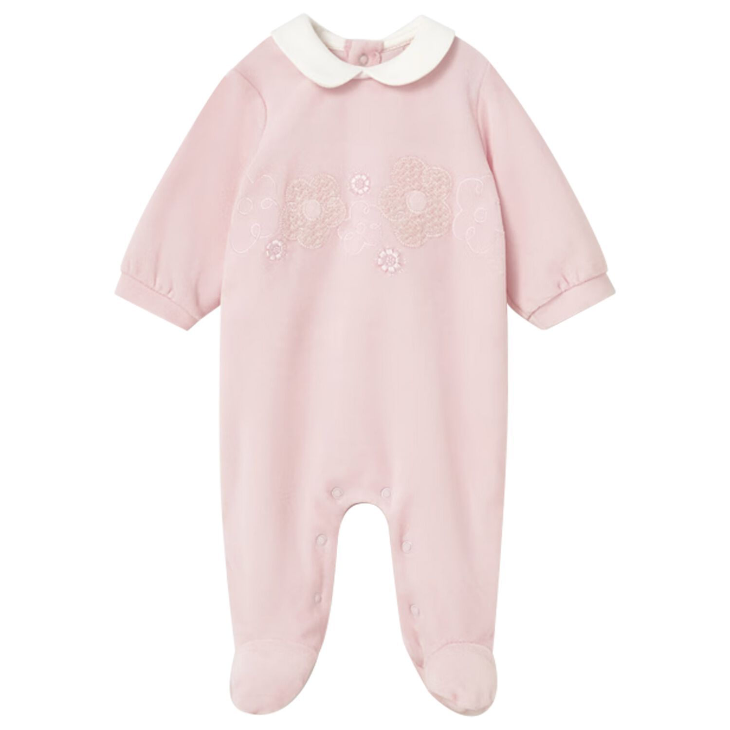 Baby Girls Pink Flower Babygrow, 1, hi-res
