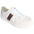 White Web Striped Logo Trainers, 1, hi-res
