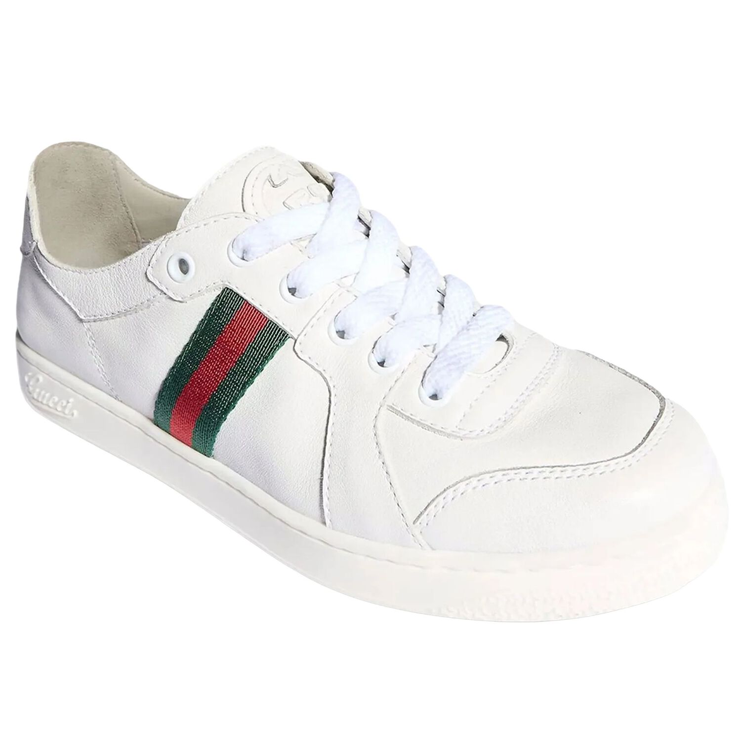White Web Striped Logo Trainers, 1, hi-res