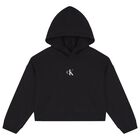 Girls Black Logo Hooded Top, 1, hi-res