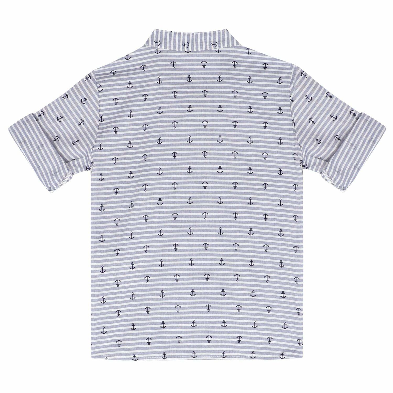 Boys White & Navy Printed Top, 1, hi-res