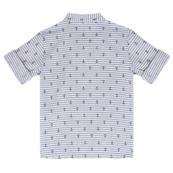 Boys White & Navy Printed Top