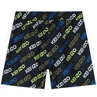 Boys Black Logo Swim Shorts, 1, hi-res