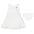 Younger Girls White Satin Dress Set, 1, hi-res