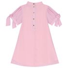 Girls Pink Chiffon Bow Dress, 1, hi-res