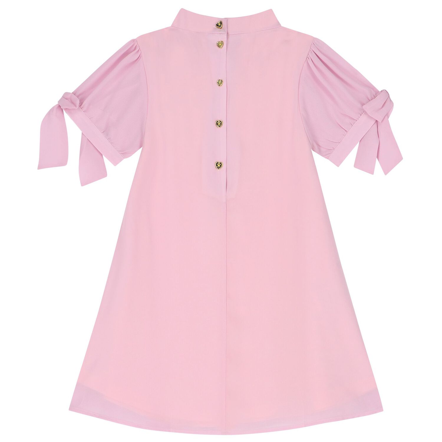 Girls Pink Chiffon Bow Dress, 1, hi-res image number null