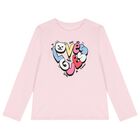 Girls Pink Logo Long Sleeve Top, 2, hi-res