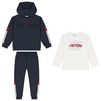 Boys Blue & White Tracksuit Set (3 Piece)