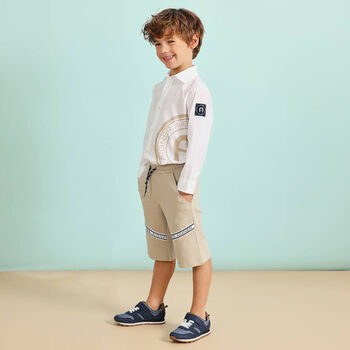 Younger Boys White Logo Shirt