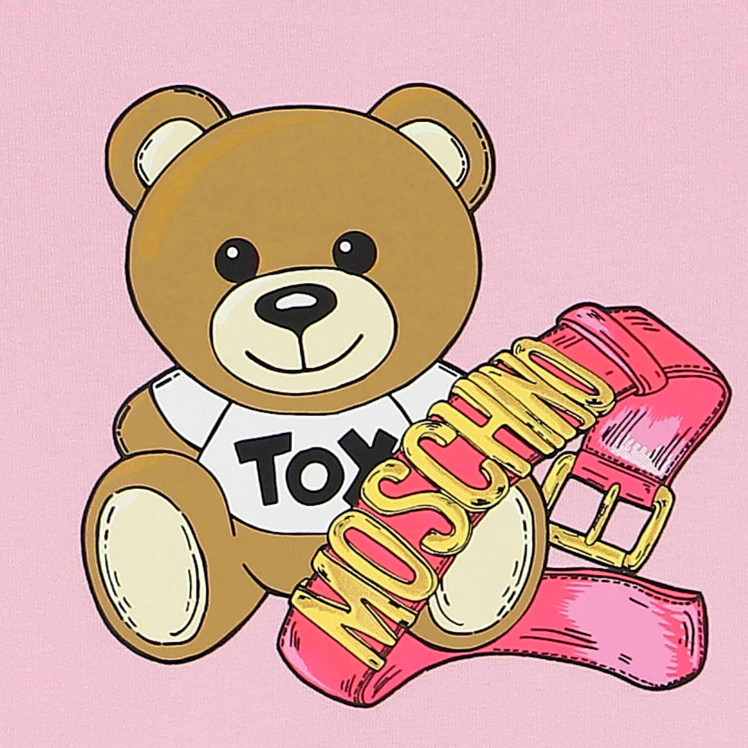 Girls Pink Teddy Bear Logo Dress, 1, hi-res